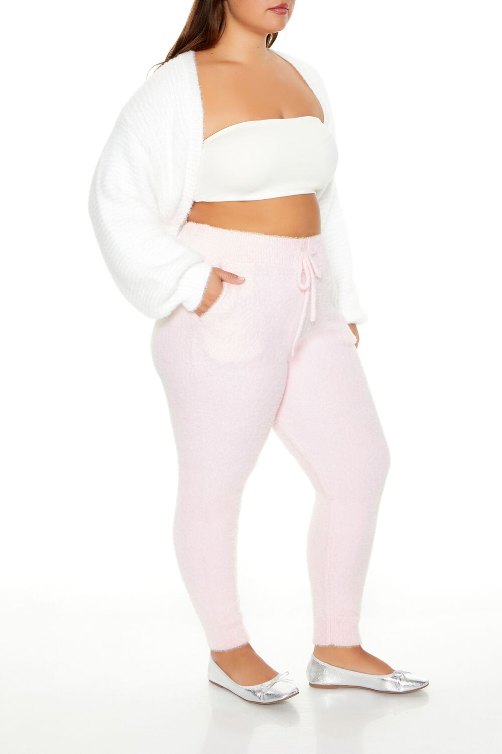 Plus Size Fuzzy Sweater-Knit Joggers