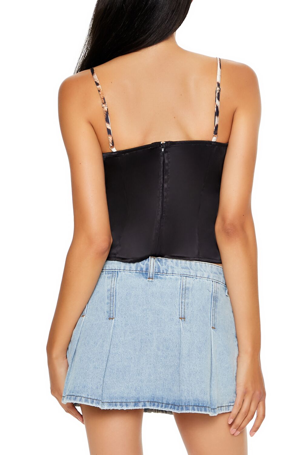Satin Leopard Print Cropped Cami