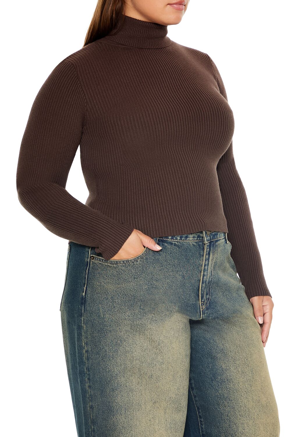 Plus Size Ribbed Turtleneck Sweater