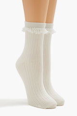Lace-Trim Crew Socks