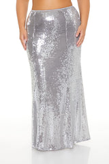 Plus Size Sequin Maxi Column Skirt