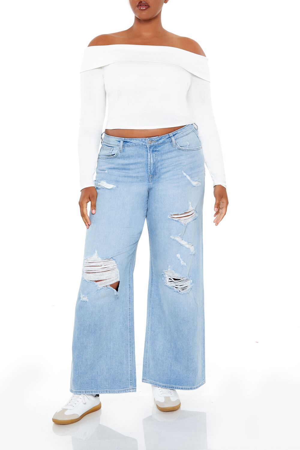 Plus Size Destroyed Baggy Jeans