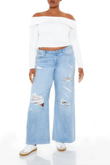 Plus Size Destroyed Baggy Jeans