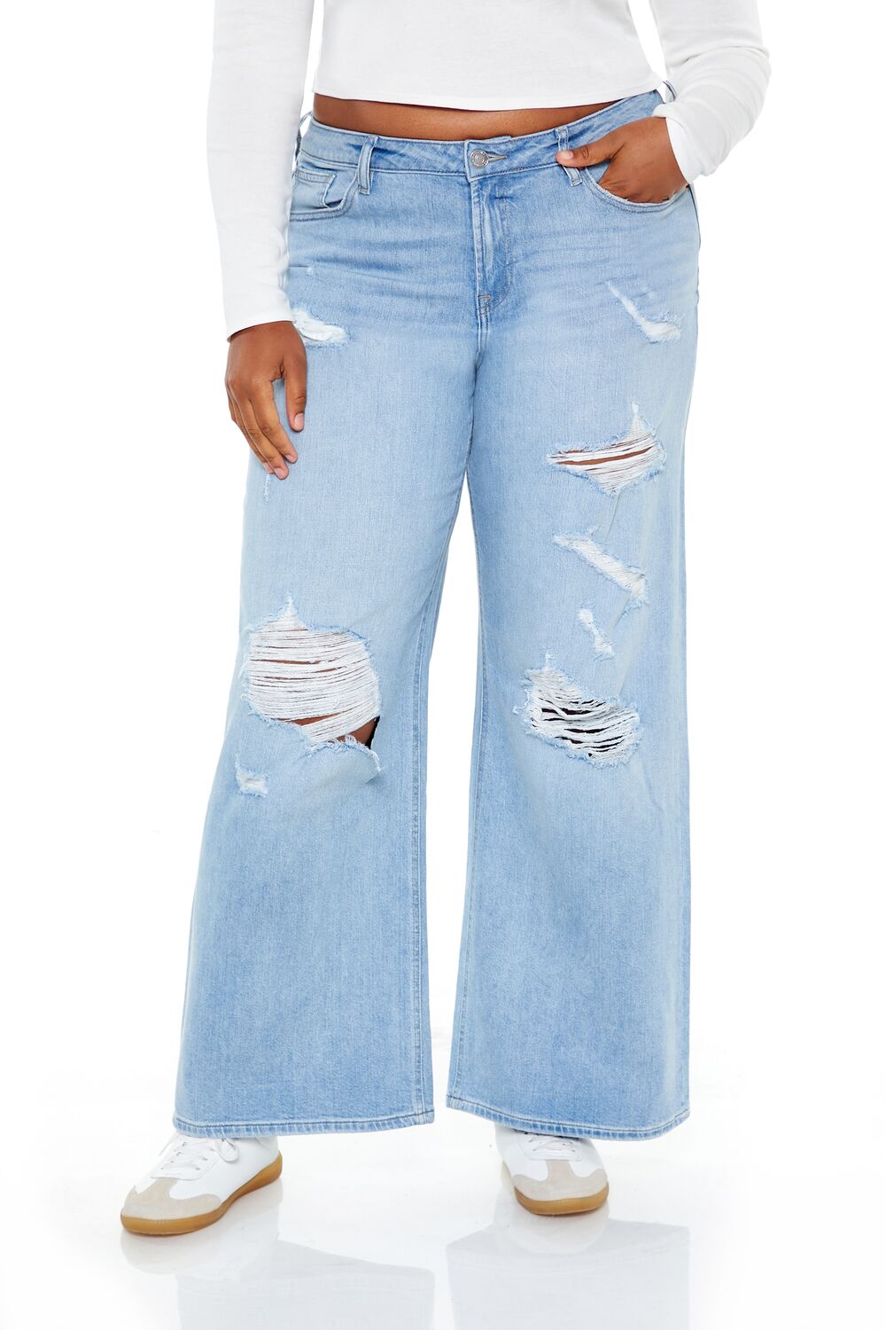Plus Size Destroyed Baggy Jeans