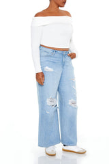 Plus Size Destroyed Baggy Jeans