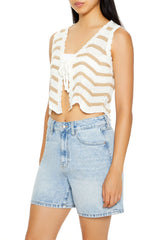 Chevron Tie-Front Sweater Vest