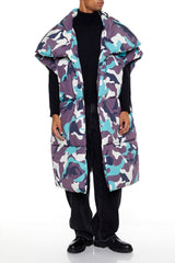 Camo Print Longline Puffer Vest