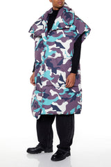 Camo Print Longline Puffer Vest