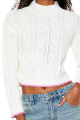Scalloped Cable Knit Sweater