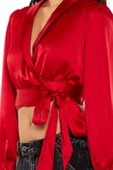 Satin Wrap Crop Top