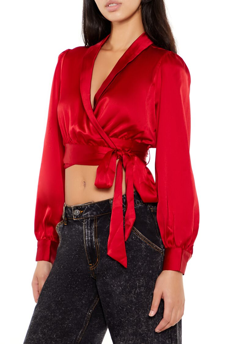 Satin Wrap Crop Top