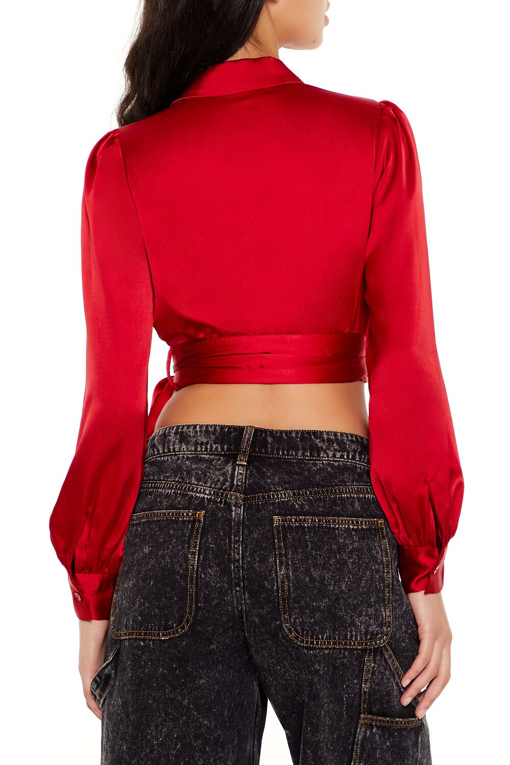 Satin Wrap Crop Top