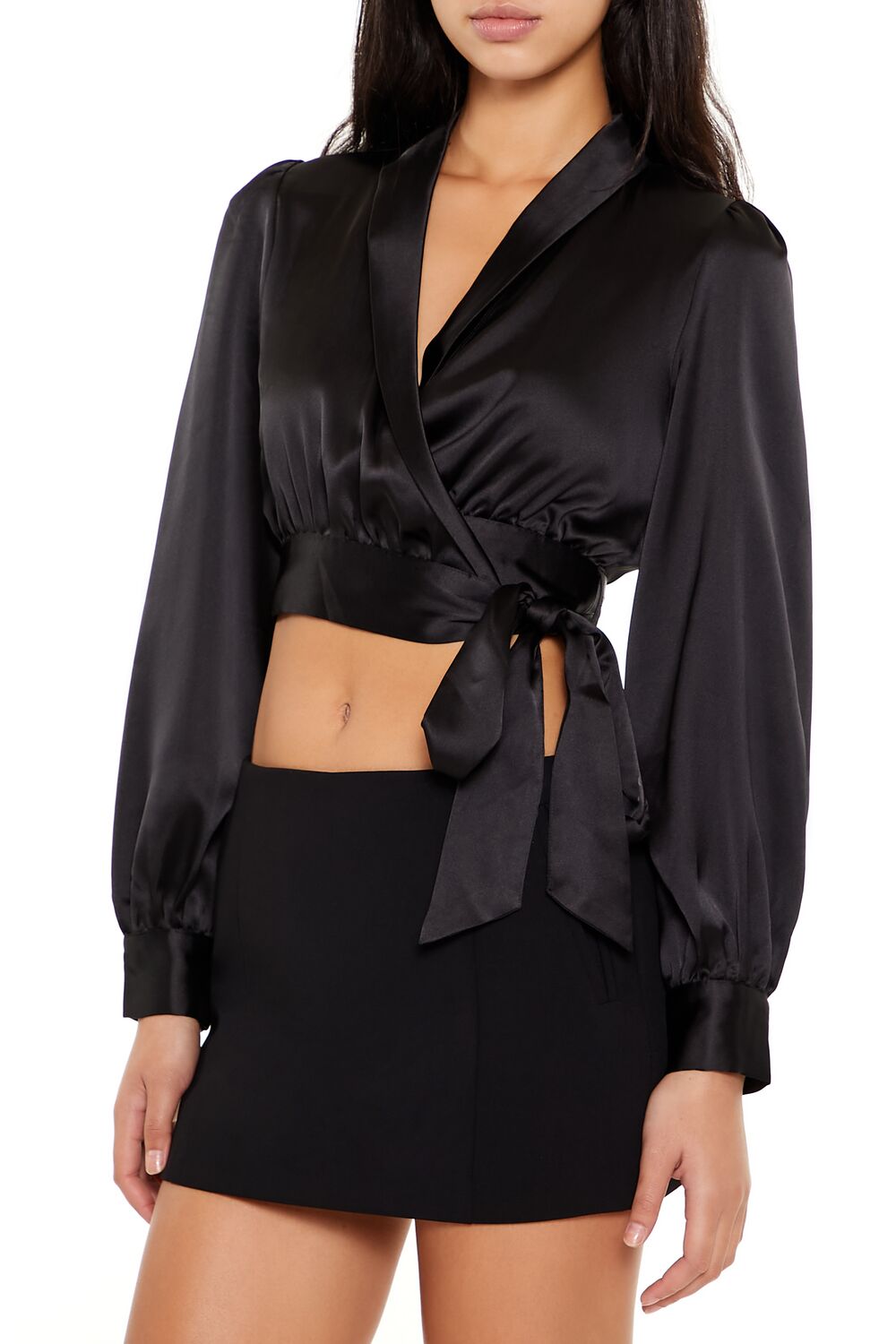 Satin Wrap Crop Top