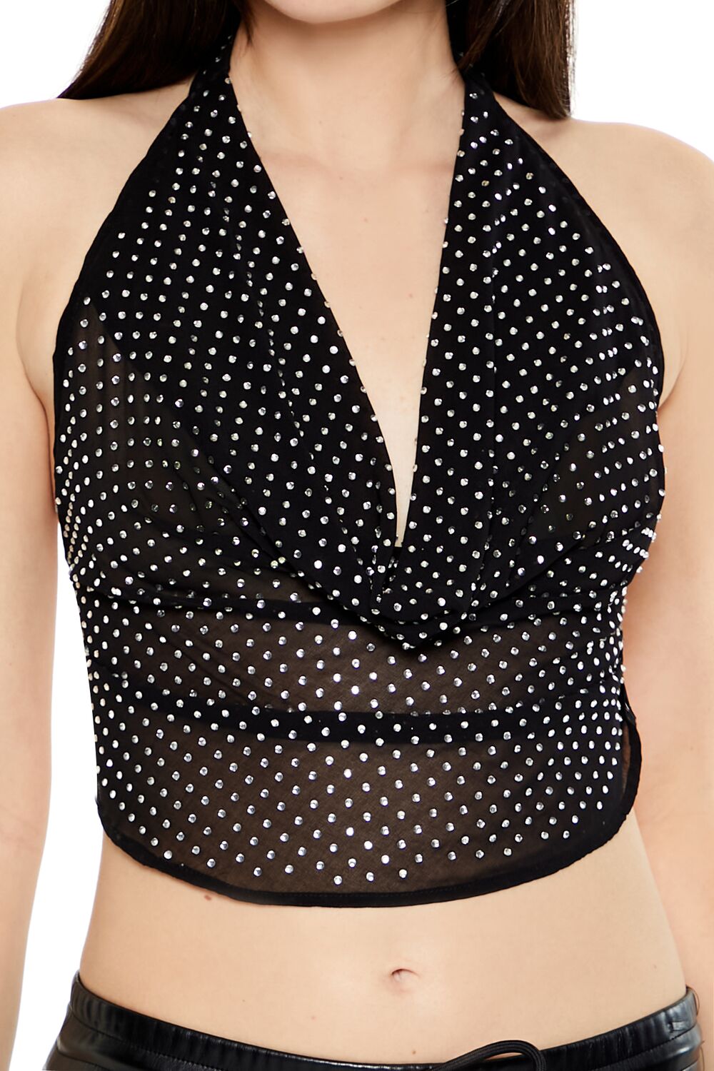 Chiffon Rhinestone Halter Top