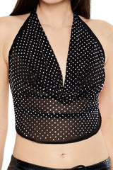Chiffon Rhinestone Halter Top