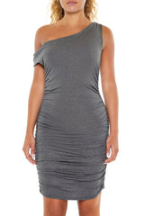 Ruched One-Shoulder Mini Dress