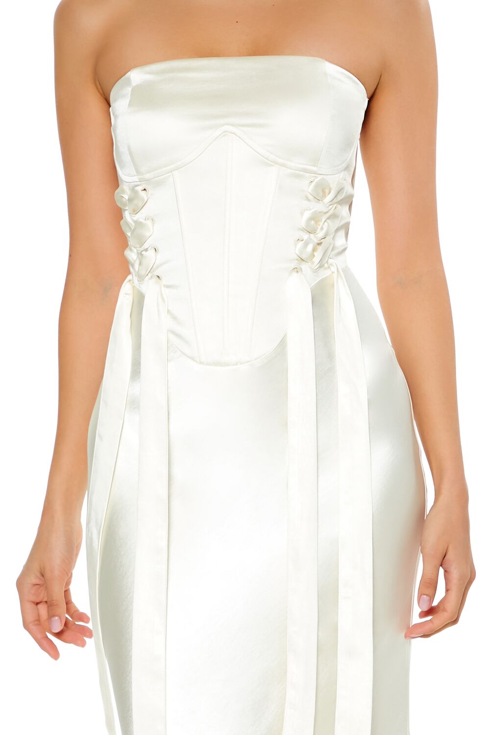 Strapless Satin Corset Maxi Dress