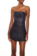 Leopard Denim Tube Mini Dress