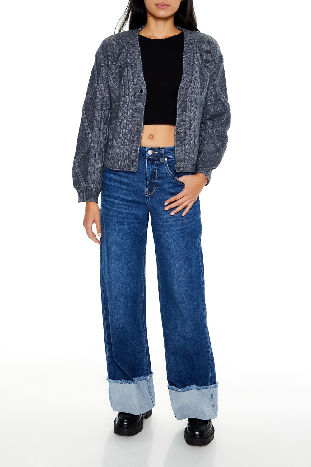 Cable Knit Cardigan Sweater