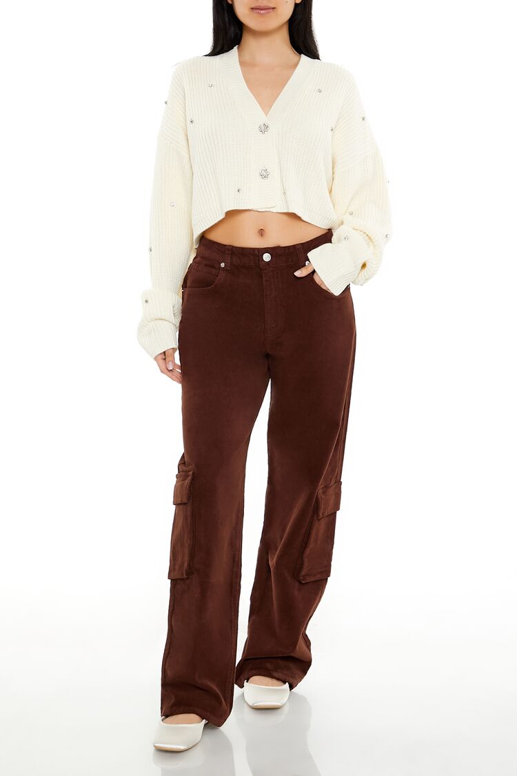 Faux Gem Cardigan Sweater