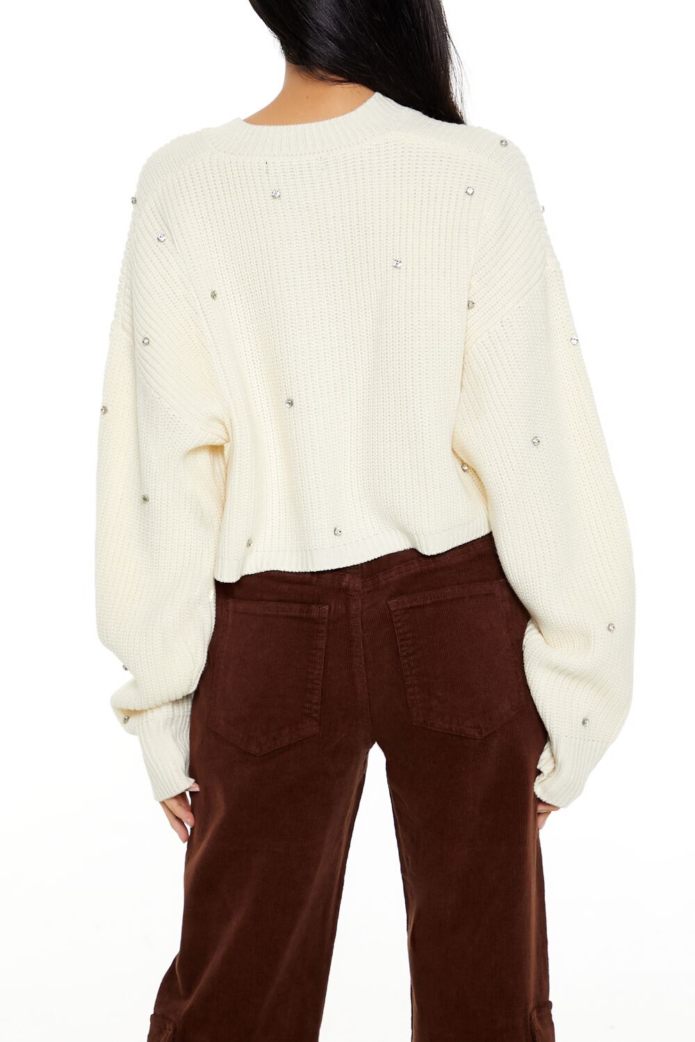 Faux Gem Cardigan Sweater