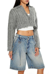 Cable Knit Sharkbite Half-Zip Sweater
