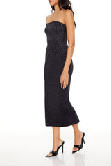 Contour Sculpt Rhinestone Midi Tube Dress