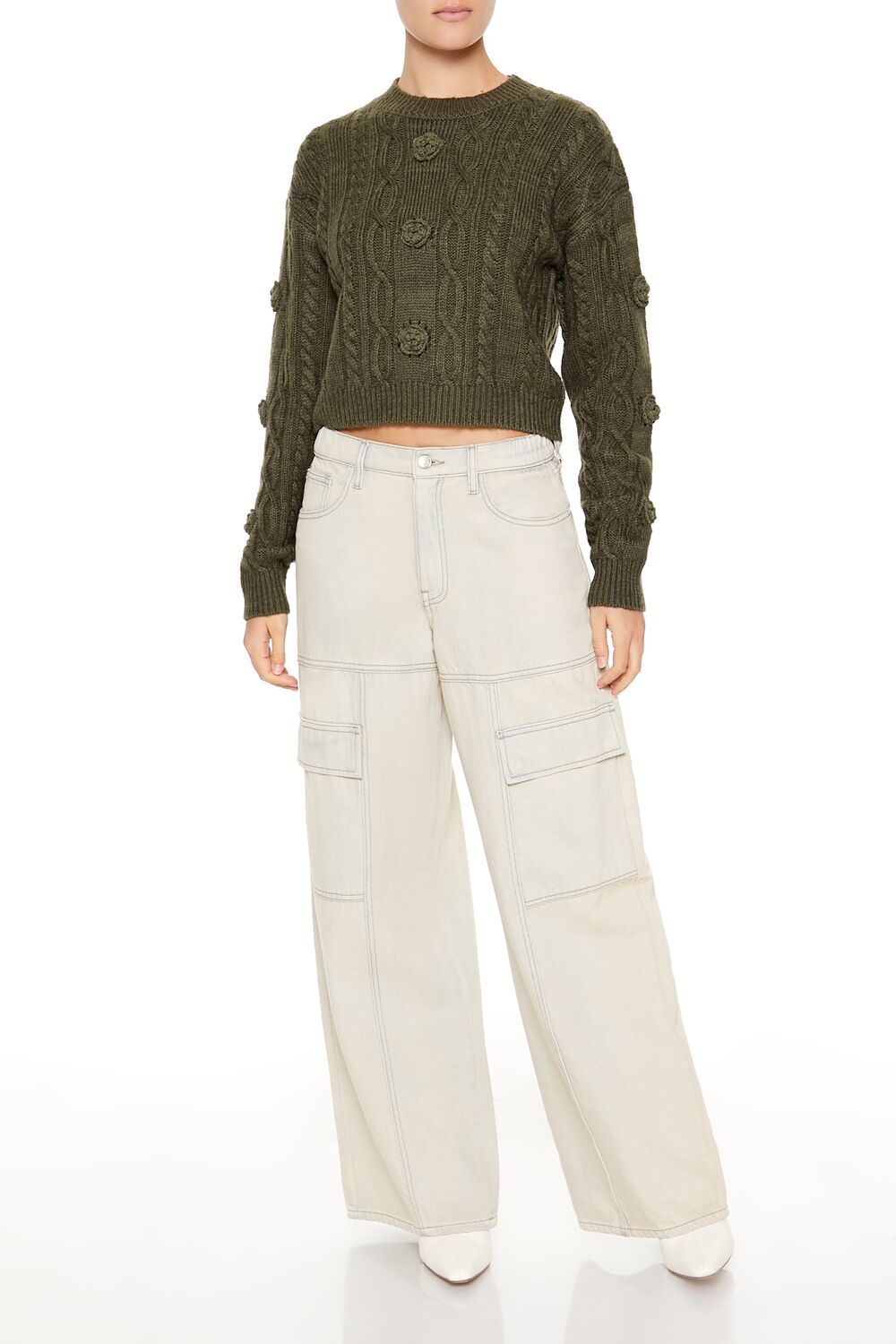 Rosette Cable Knit Sweater