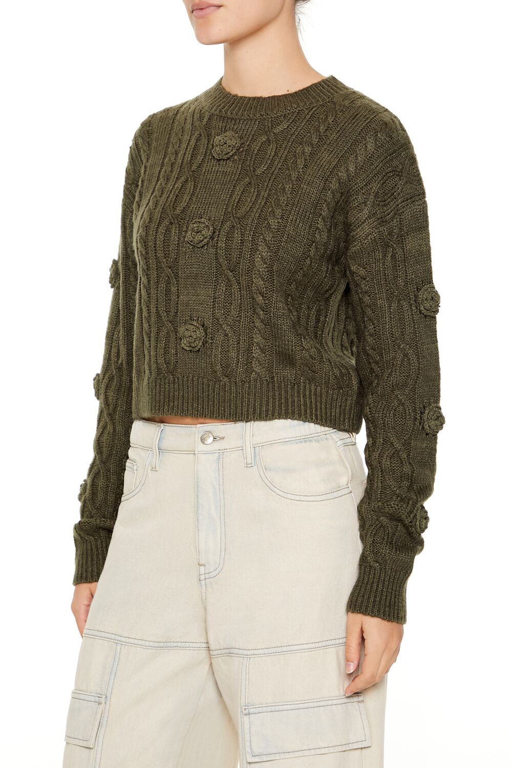 Rosette Cable Knit Sweater
