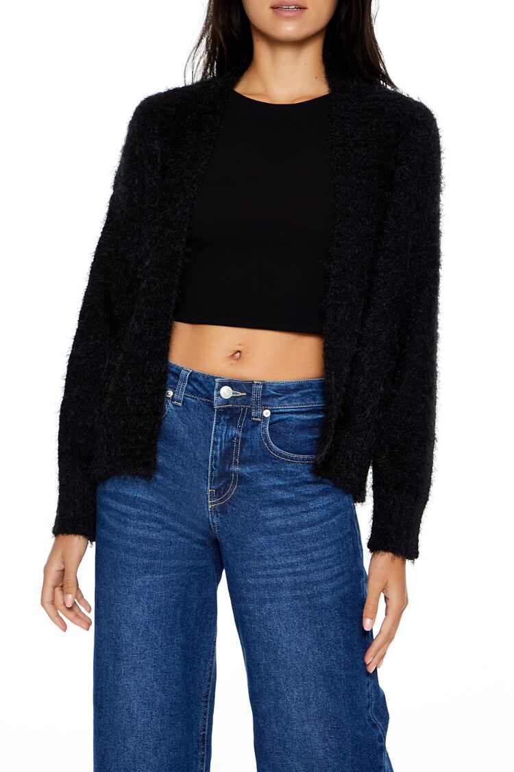 Fuzzy Knit Cardigan Sweater