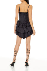 Tiered Satin Corset Mini Dress