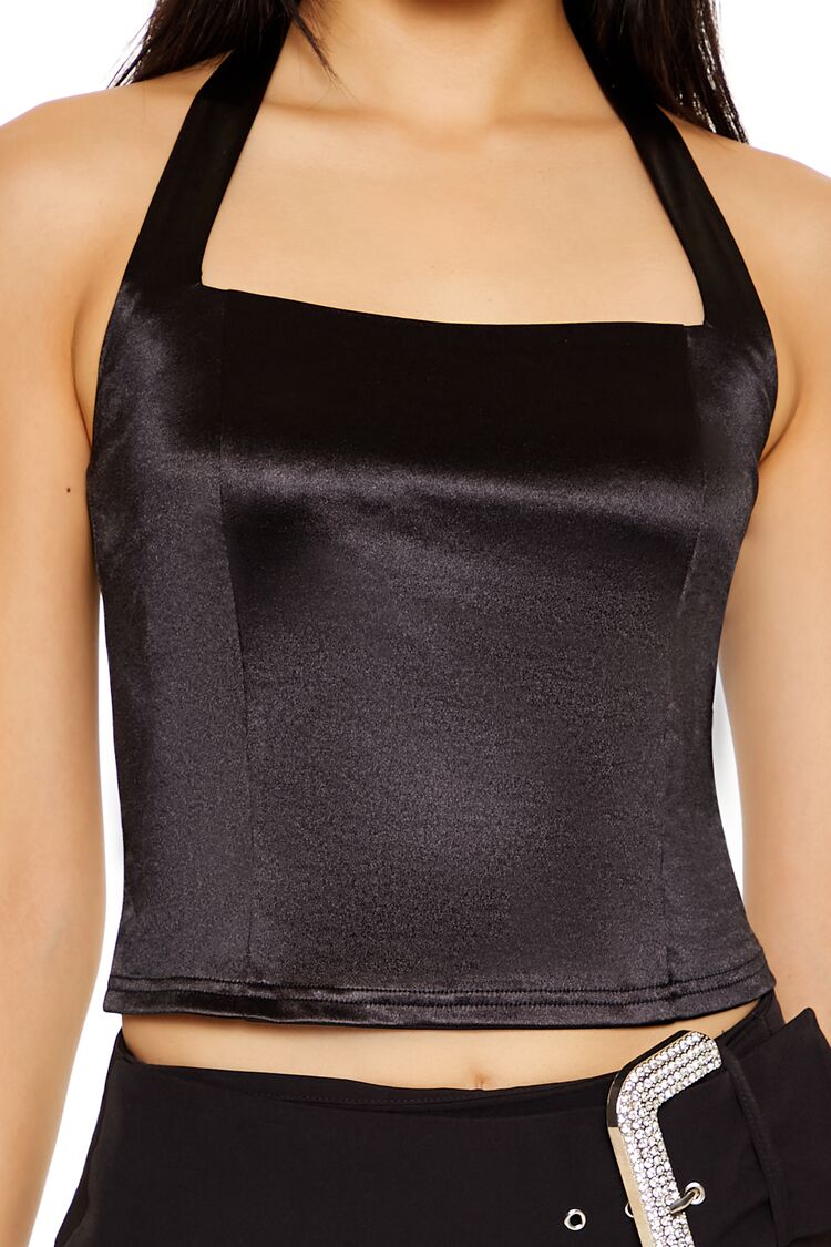 Satin Halter Crop Top