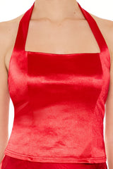 Satin Halter Crop Top