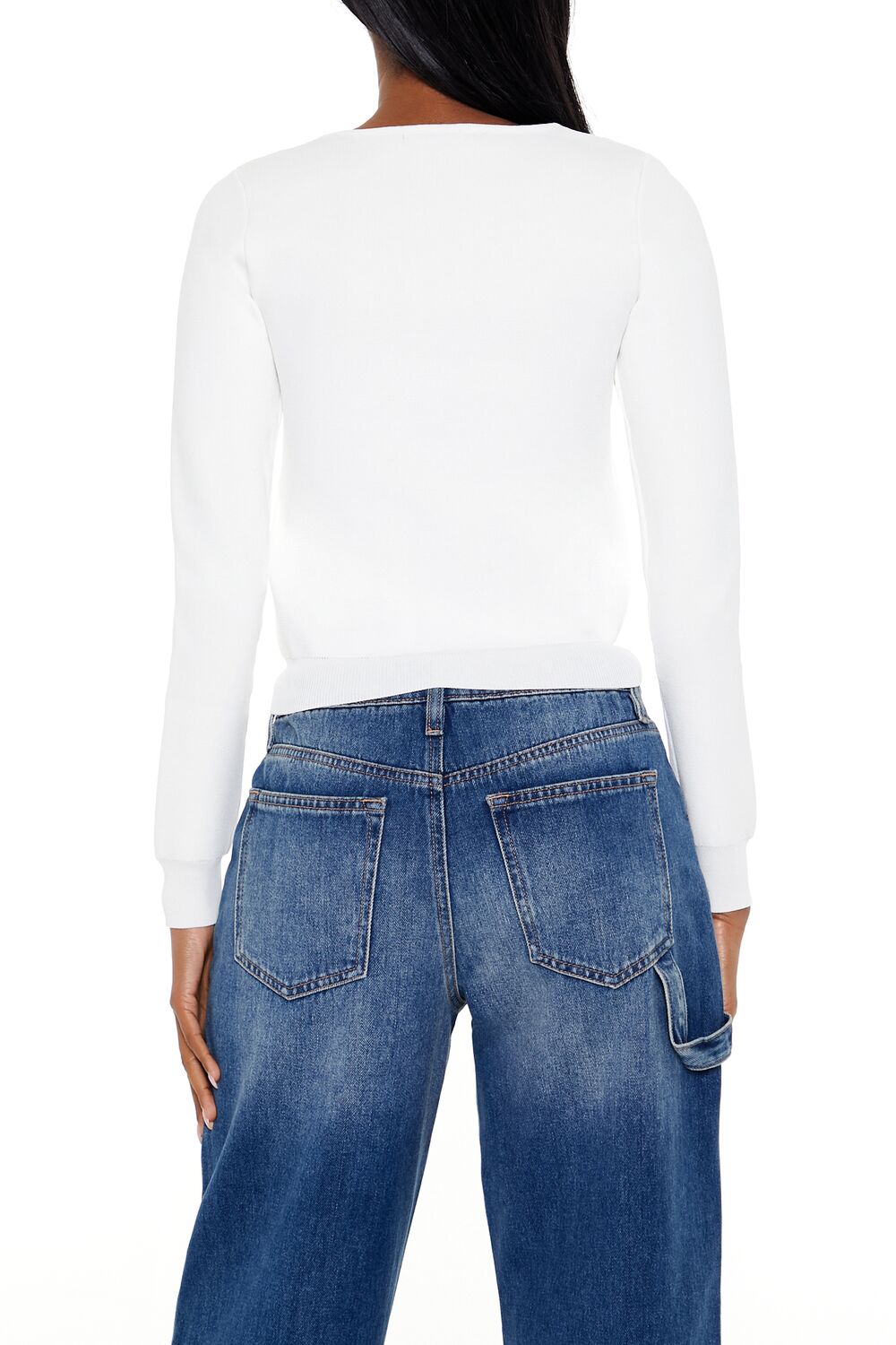 Faux Gem Cutout Sweater