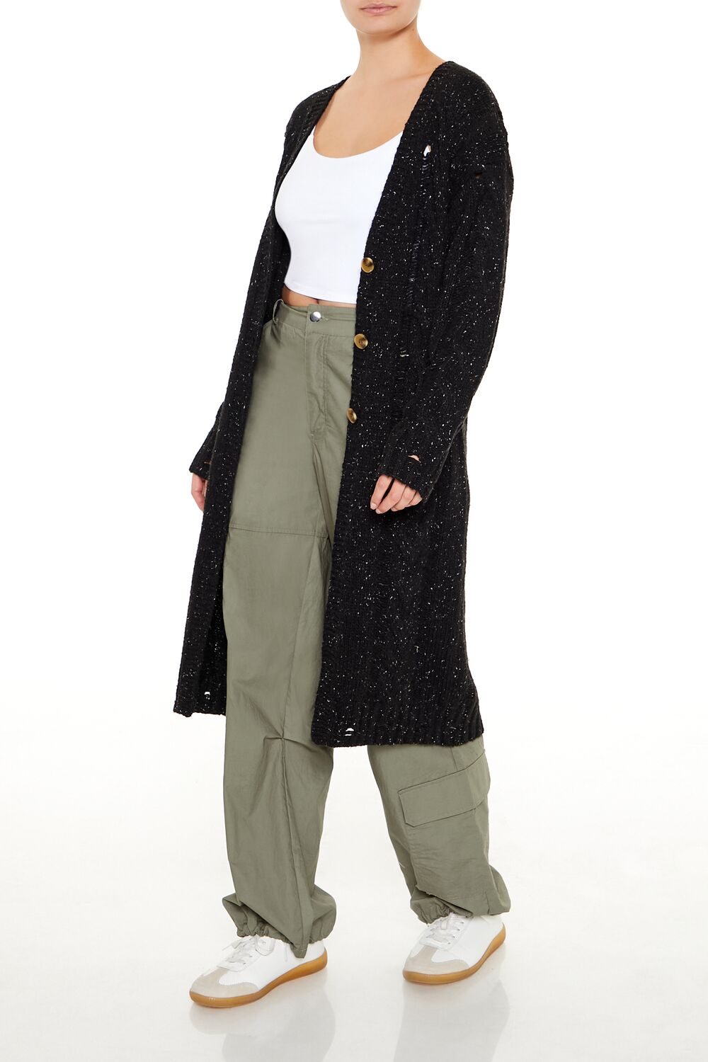 Speckled Longline Cardigan Sweater