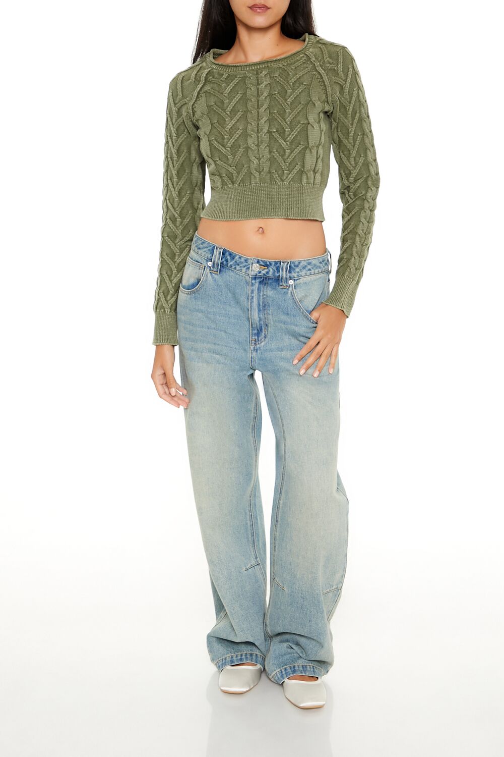 Cable Knit Cropped Sweater