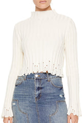 Distressed Mock Neck Sweater