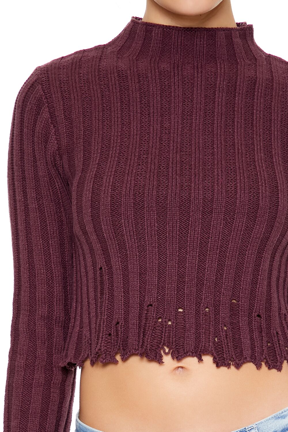 Distressed Mock Neck Sweater