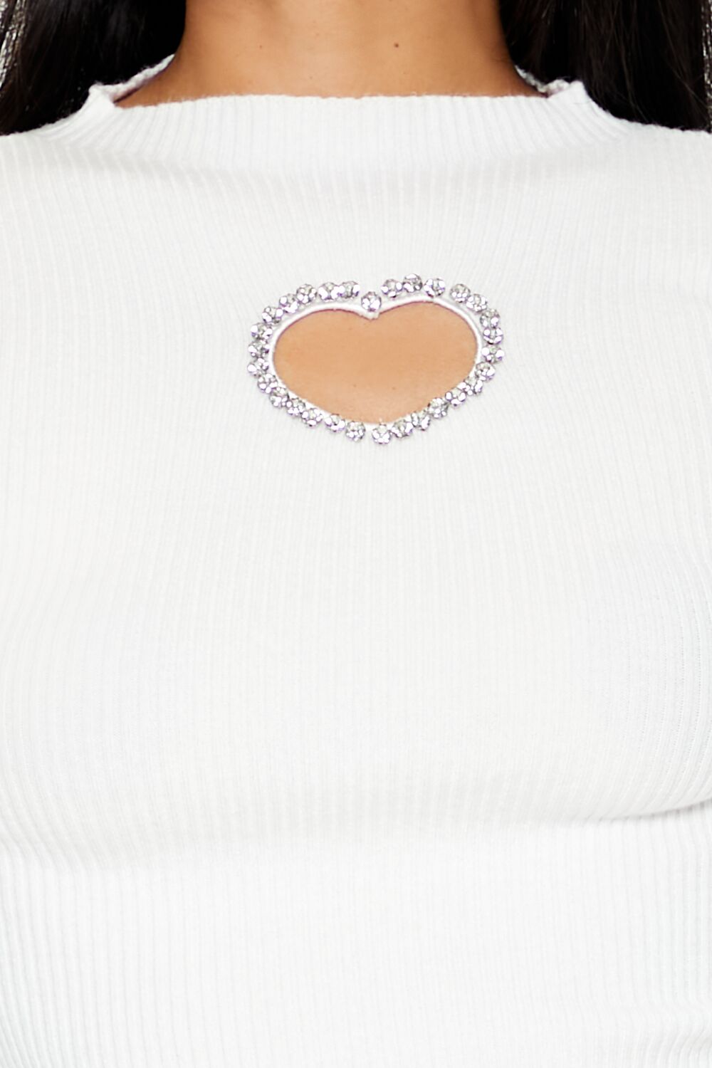 Glitter Heart Cutout Sweater