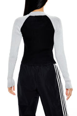 Two-Tone Raglan Zip-Up Sweater