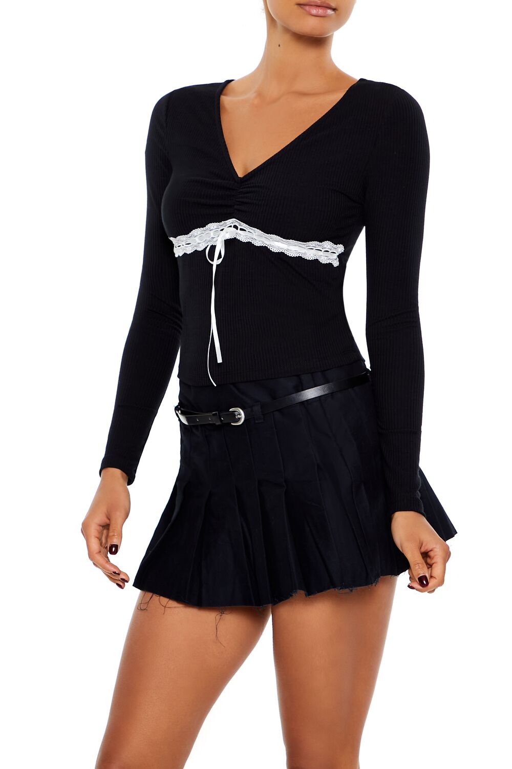 Lace-Trim Bow Top