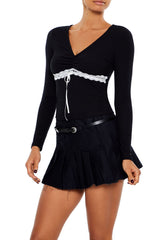Lace-Trim Bow Top