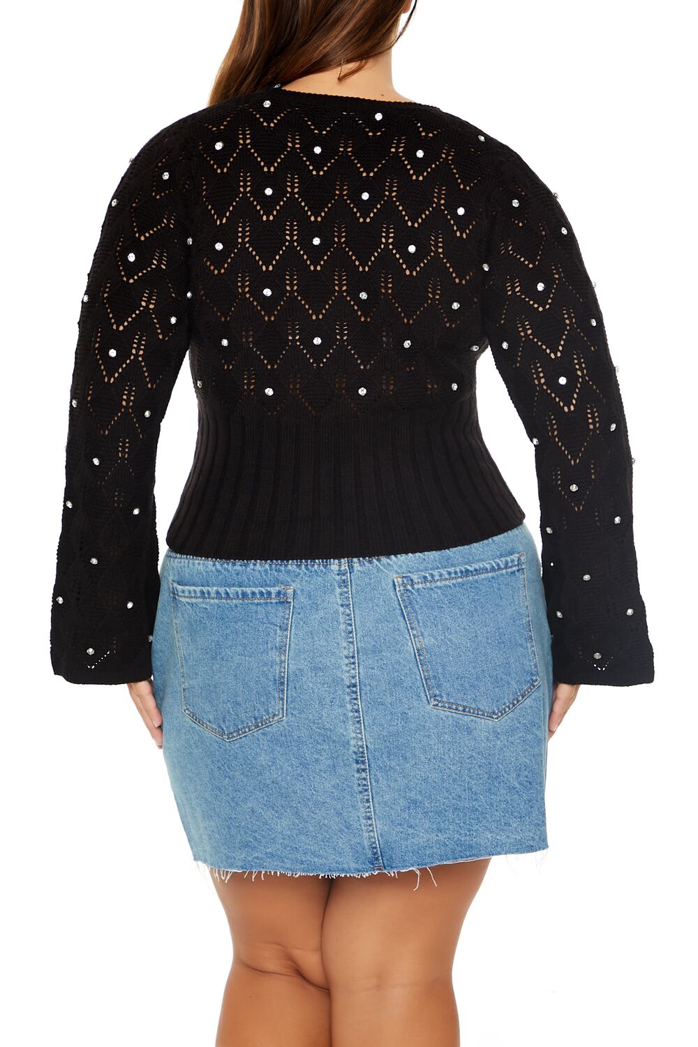 Plus Size Pointelle Surplice Sweater