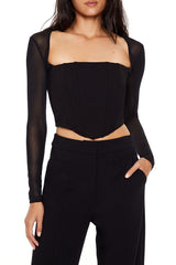 Sheer Cutout Bustier Crop Top