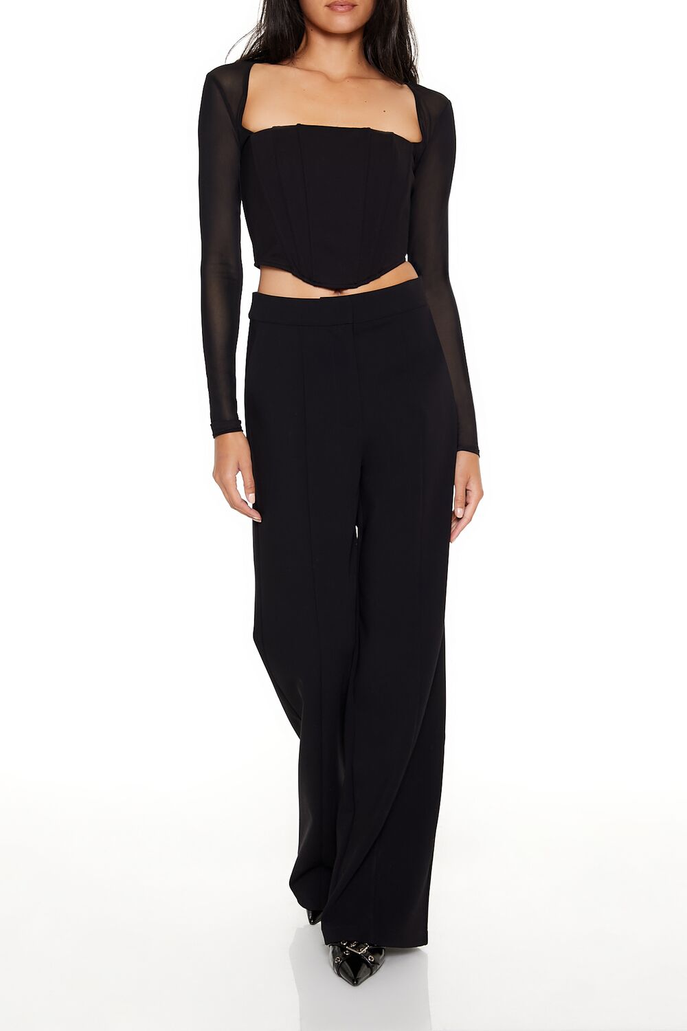 Sheer Cutout Bustier Crop Top
