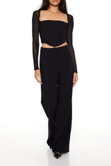 Sheer Cutout Bustier Crop Top