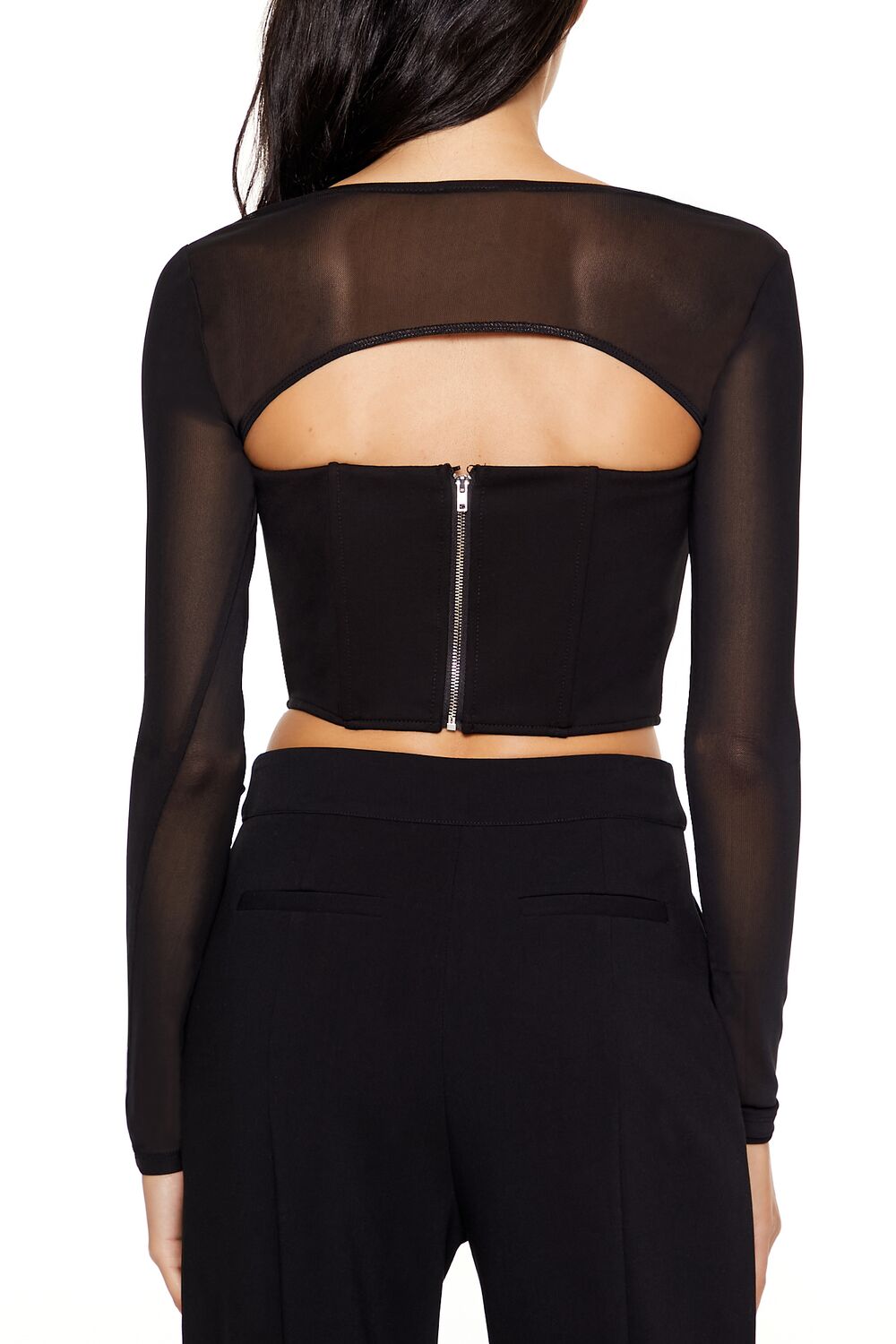 Sheer Cutout Bustier Crop Top
