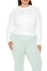 Plus Size Fuzzy Cable Knit Sweater