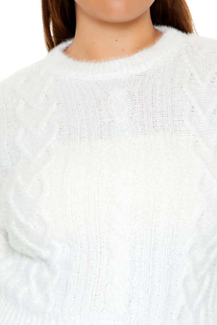 Plus Size Fuzzy Cable Knit Sweater