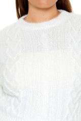 Plus Size Fuzzy Cable Knit Sweater